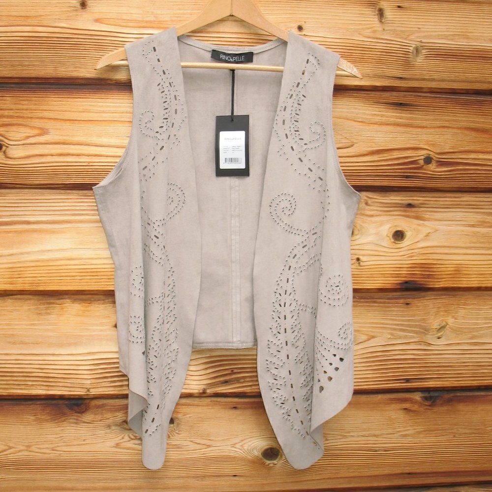 NWT Rino & Pelle Faux Suede Laser Cut Vest